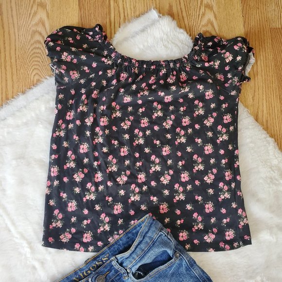 VIGOSS and THE CHILDREN PLACE JEAN SHORTS and FLORAL PEASANT TOP BUNDLE - Picture 5 of 7